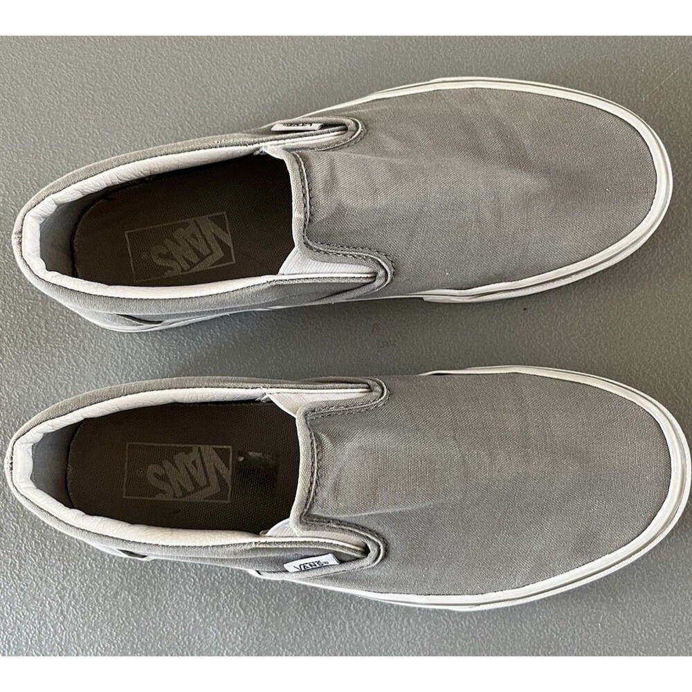 Vans Classic Slip On Gray Canvas Sneakers Size 9.5 Women Y2K Casual Grunge